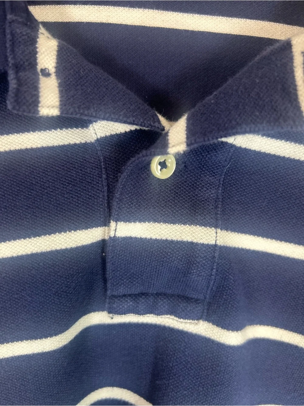 Polo by Ralph Lauren Navy & White Striped Polo with Yellow Pony Logo